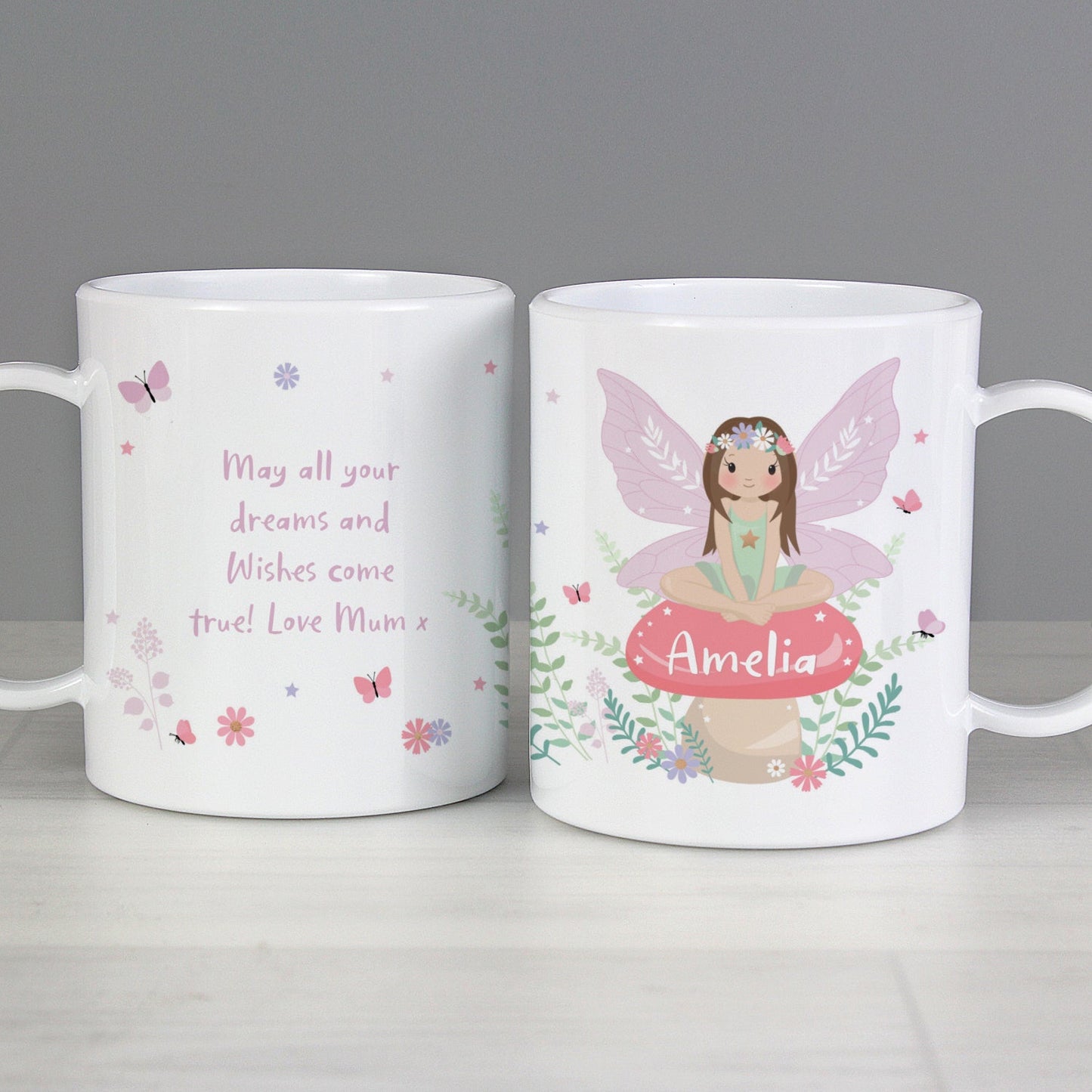 Personalised Toadstool Fairy Plastic Mug: 1 - Plastic Mugs By Gift Moments