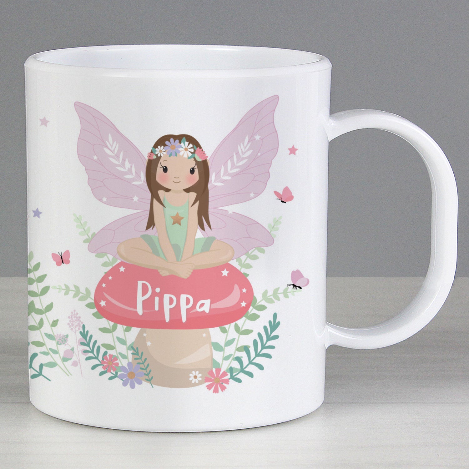 Personalised Toadstool Fairy Plastic Mug: 3 - Plastic Mugs By Gift Moments