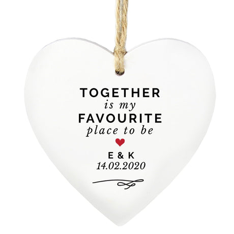 Personalised Together Is My Favourite Place Wooden Heart Decoration: 3 - Decorations By Gift Moments