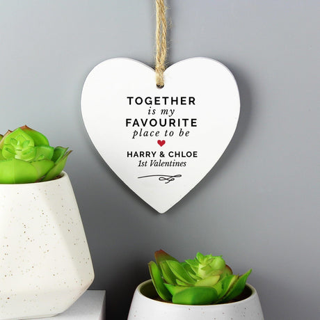 Personalised Together Is My Favourite Place Wooden Heart Decoration: 2 - Decorations By Gift Moments