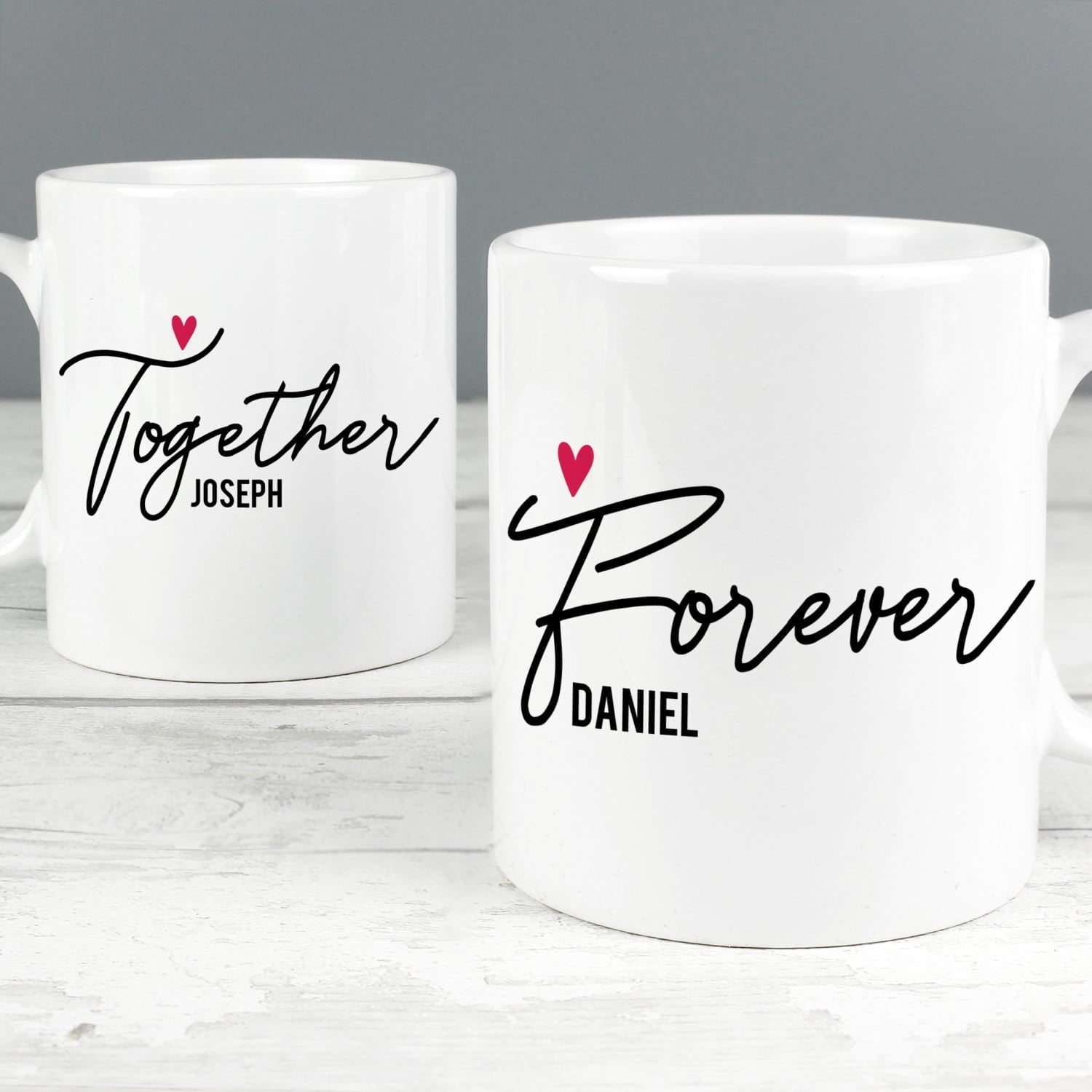 Personalised Together Forever Mug Set: 3 - Mugs By Gift Moments