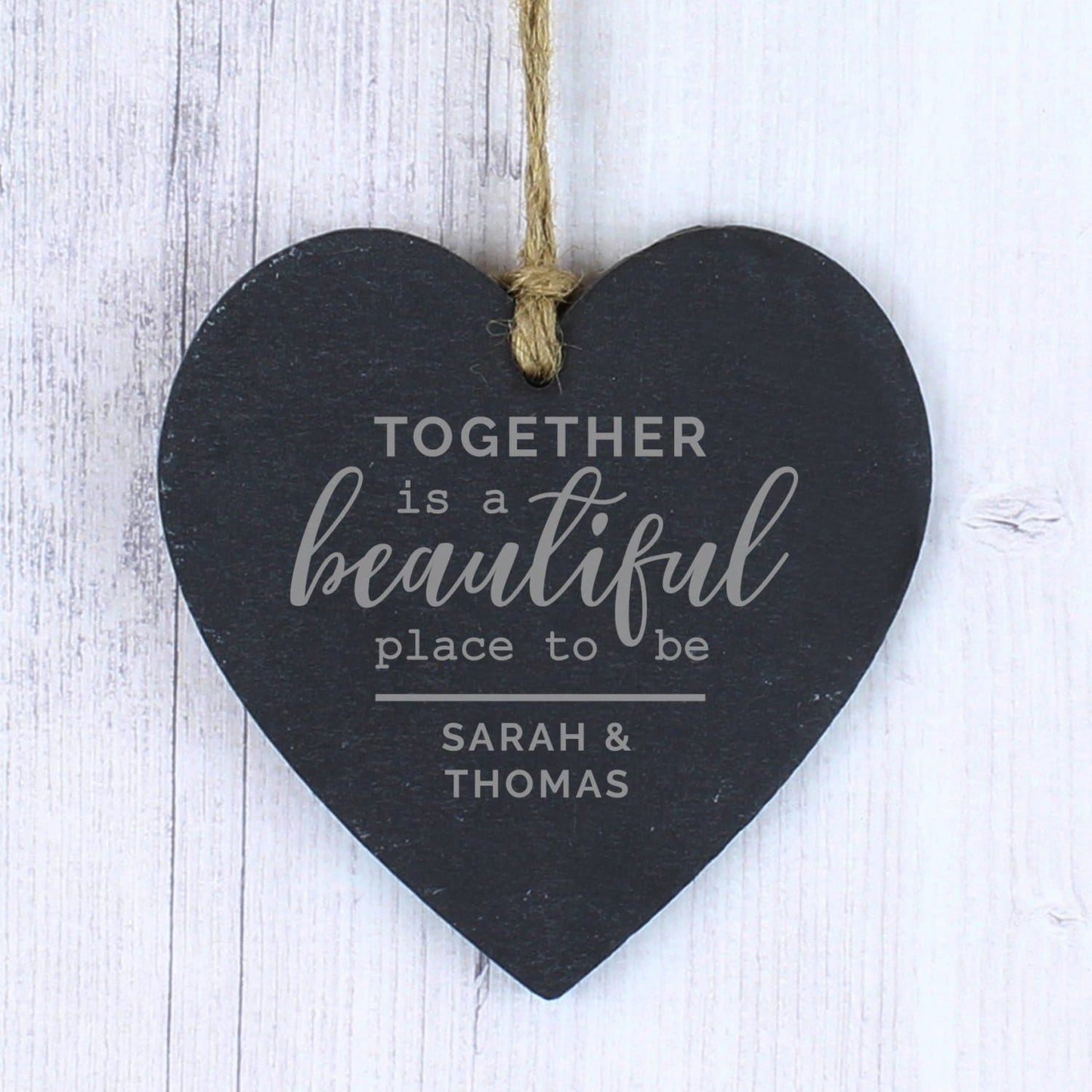 Personalised Together Slate Heart Decoration: 1 - Decorations By Gift Moments