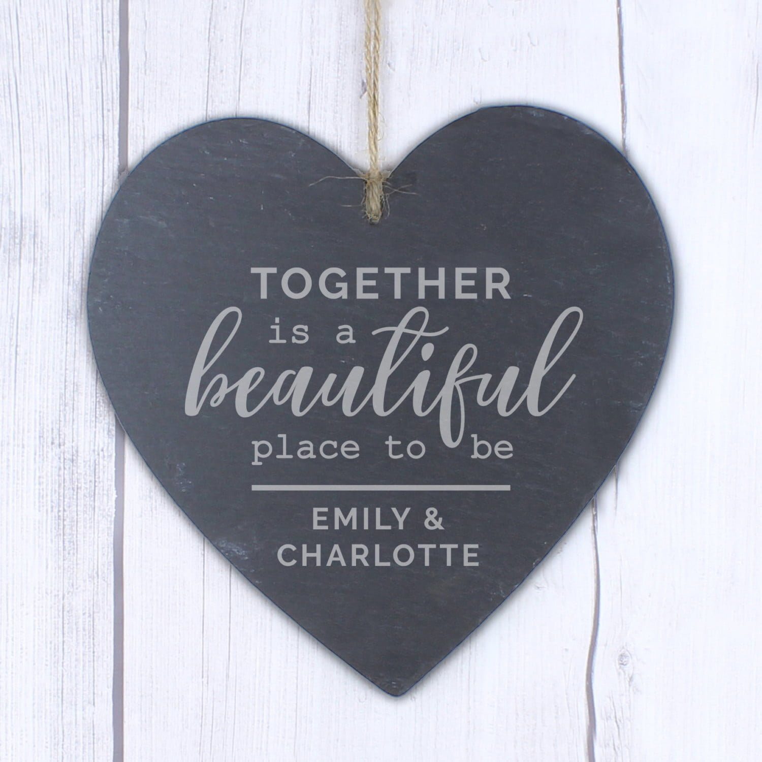 Personalised Together Slate Heart Decoration: 2 - Decorations By Gift Moments