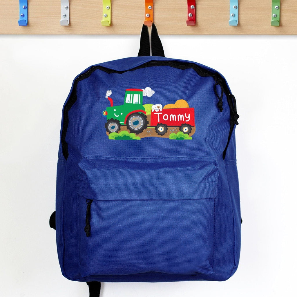 Personalised Tractor Blue Backpack - Shop Kids Bags At Gift Moments - 1