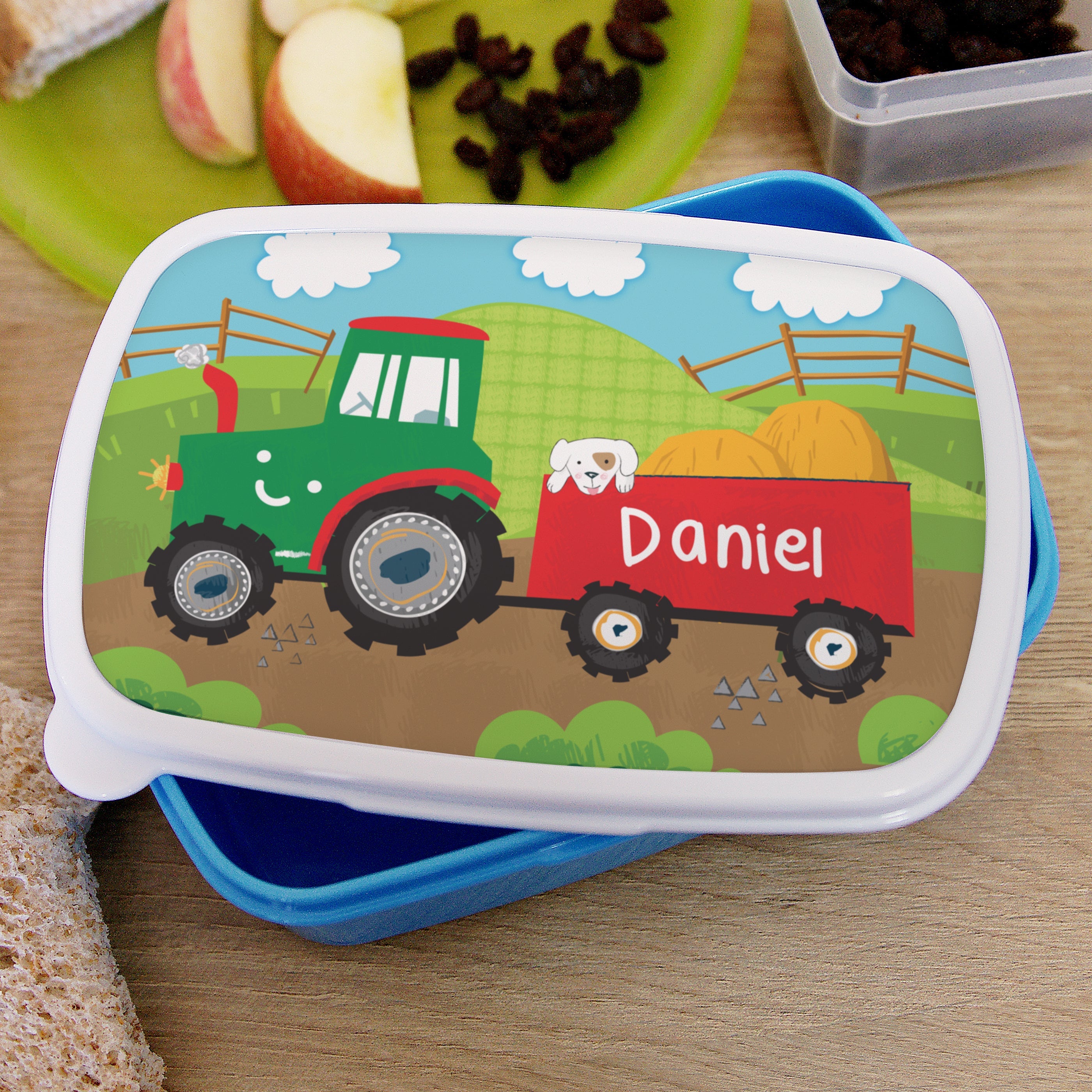 Personalised Tractor Name Only Blue Lunch Box - Shop Lunch Boxes & Bags At Gift Moments - 3