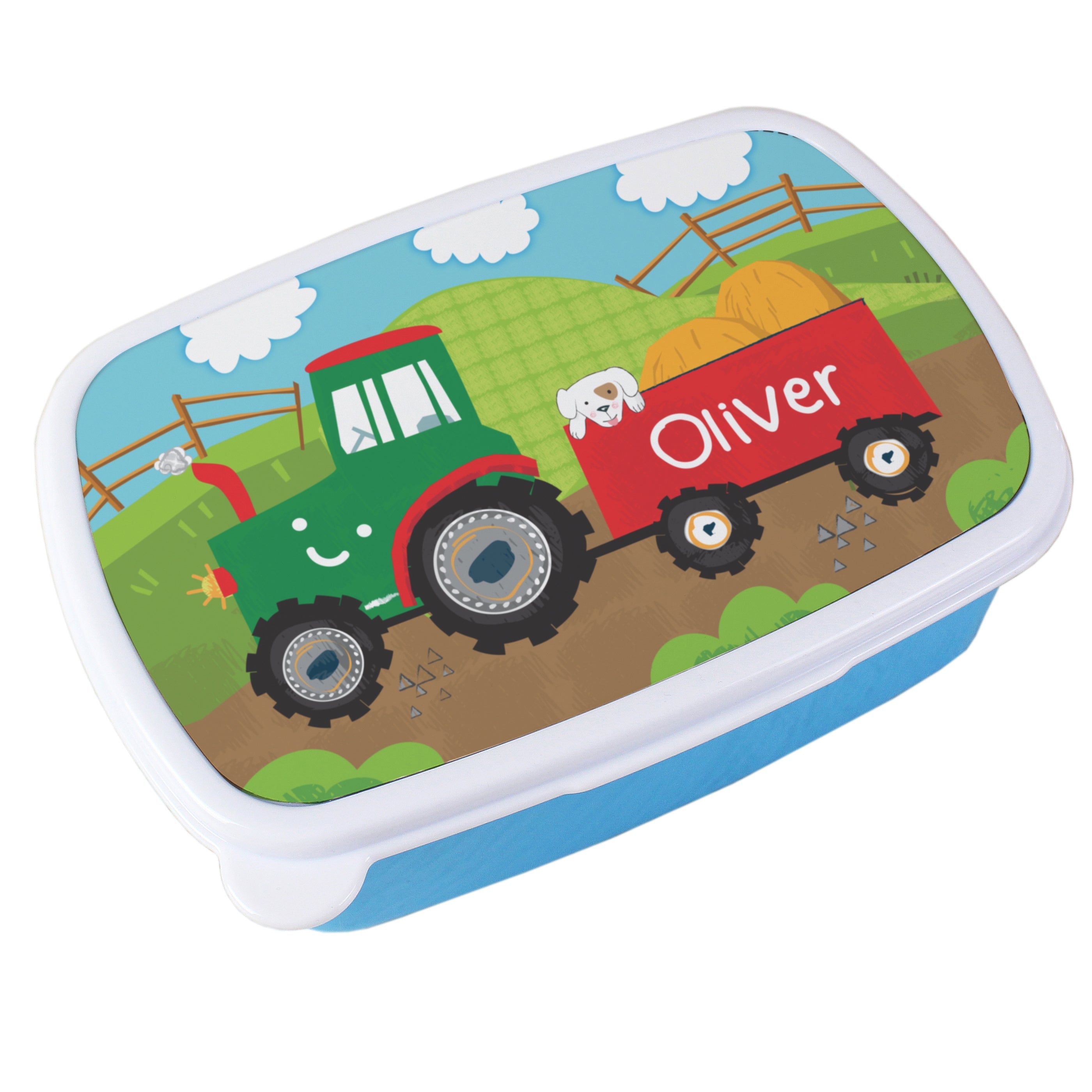 Personalised Tractor Name Only Blue Lunch Box - Shop Lunch Boxes & Bags At Gift Moments - 5