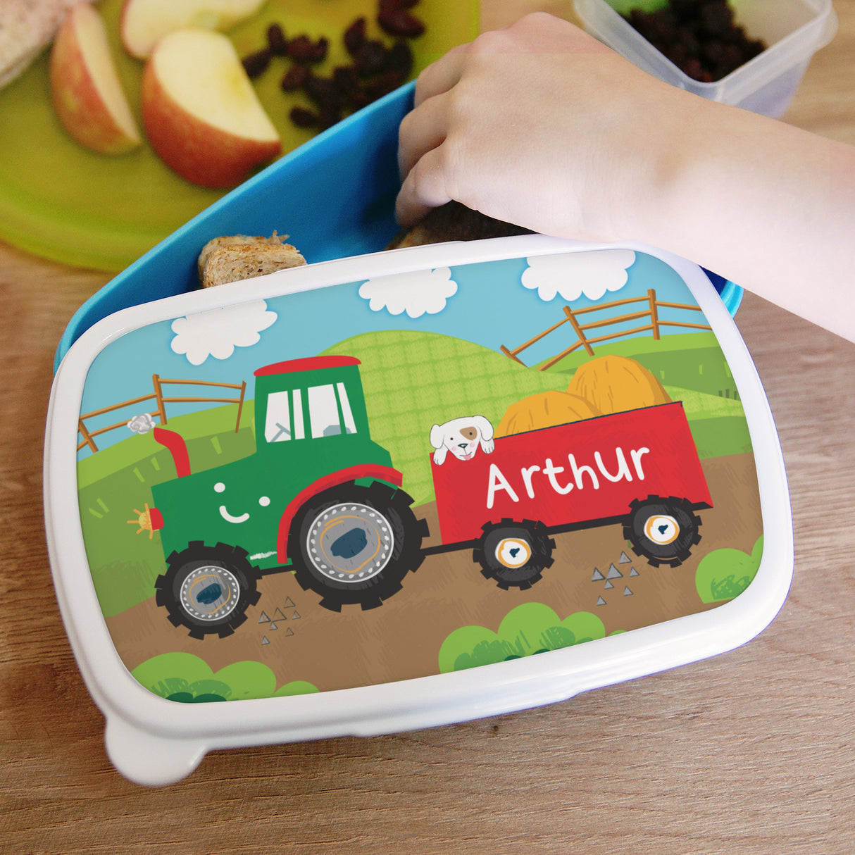 Personalised Tractor Name Only Blue Lunch Box: 2 - Lunch Boxes & Bags By Gift Moments