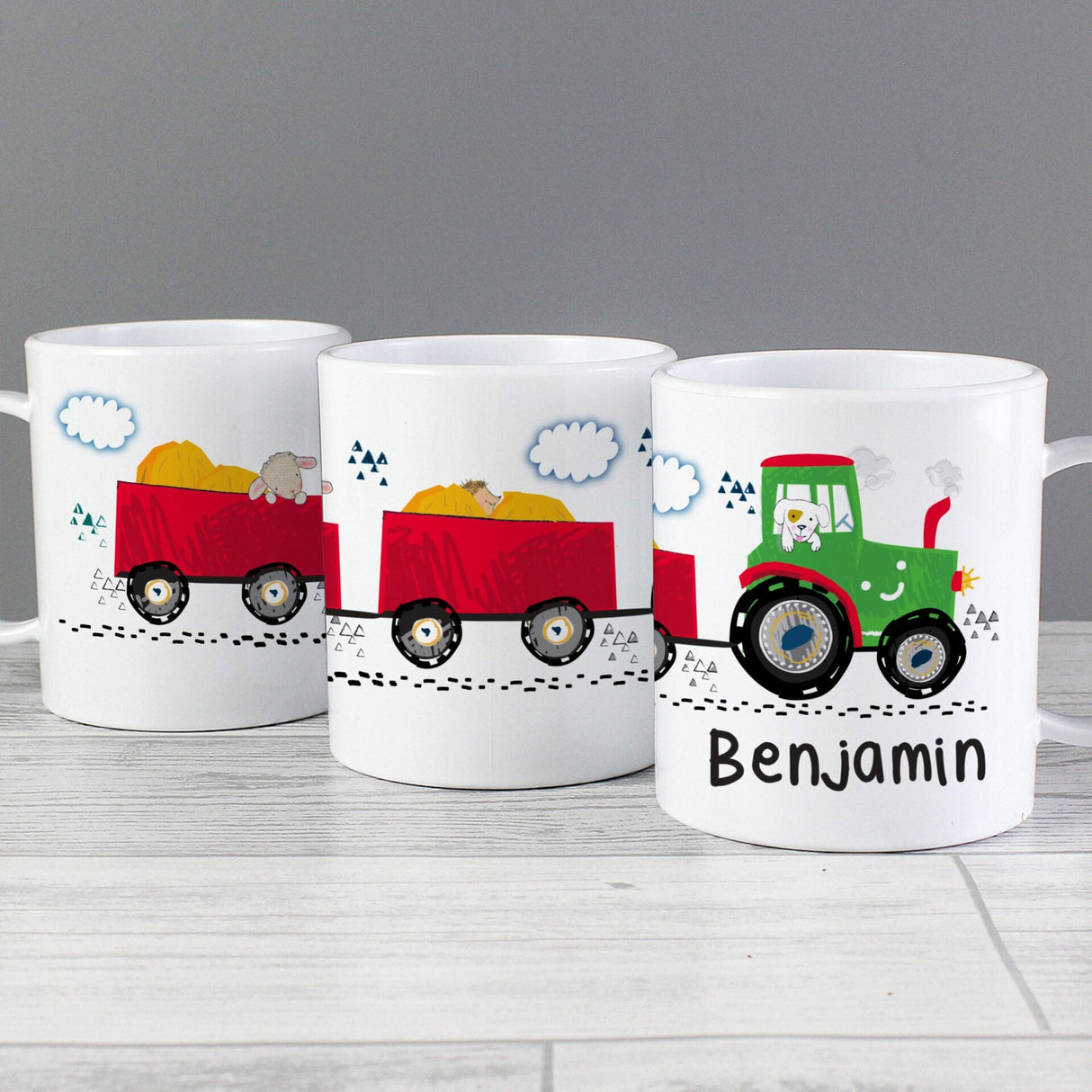 Personalised Tractor Plastic Mug: 2 - Plastic Mugs By Gift Moments