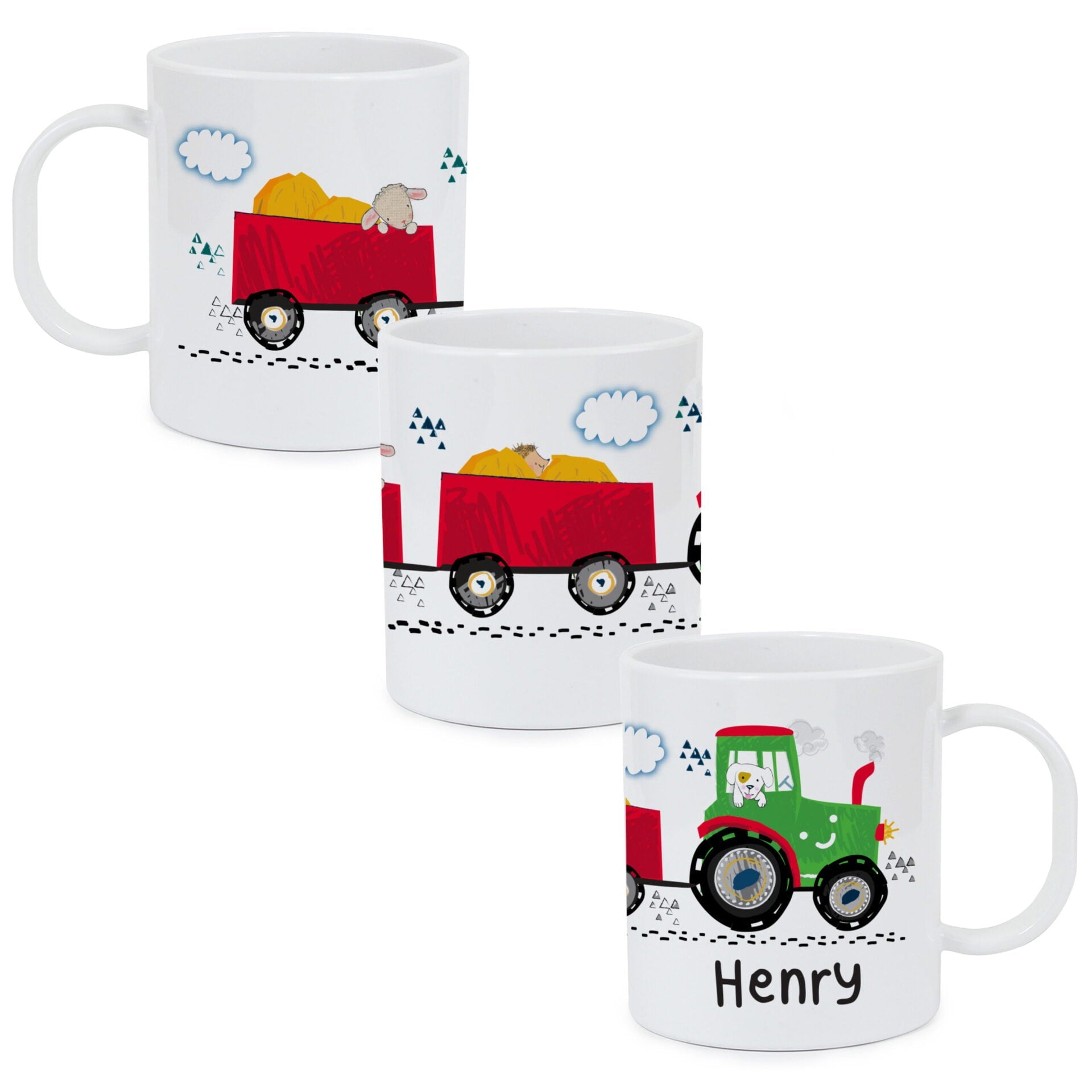 Personalised Tractor Plastic Mug: 4 - Plastic Mugs By Gift Moments