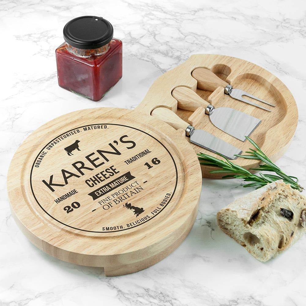 Personalised Traditional Brand Cheese Board Set: 1 - Cheese Boards By Gift Moments