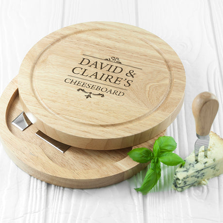 Personalised Traditional Couple’s Cheese Set: 2 Cheese Boards By Gift Moments