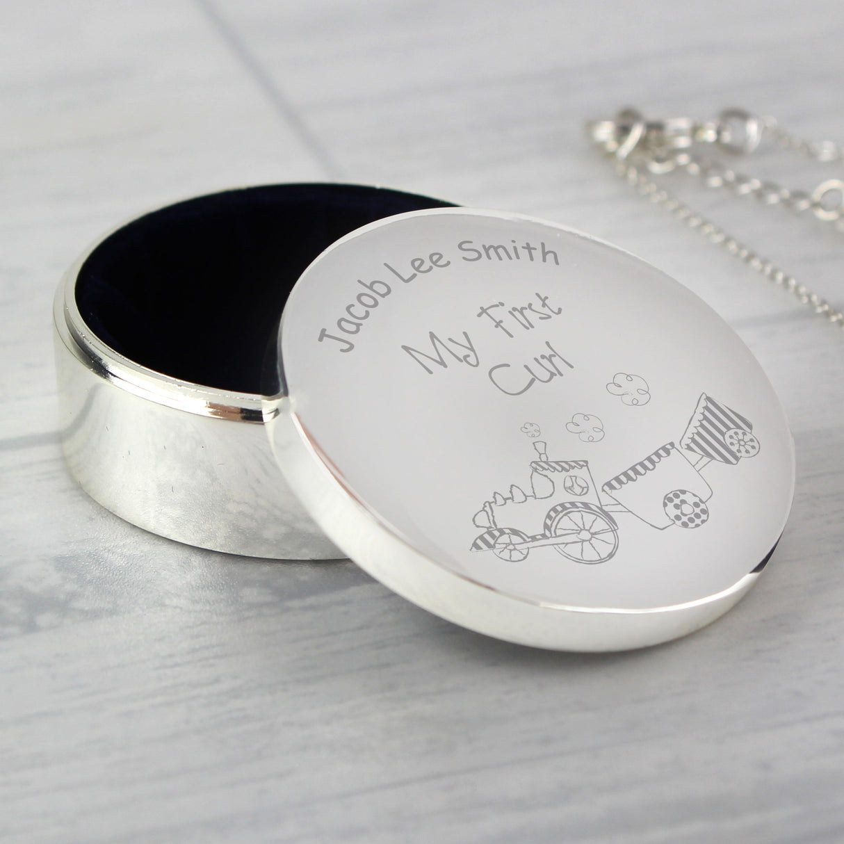 Personalised Train My First Curl Trinket Box: 2 - Trinket Boxes By Gift Moments
