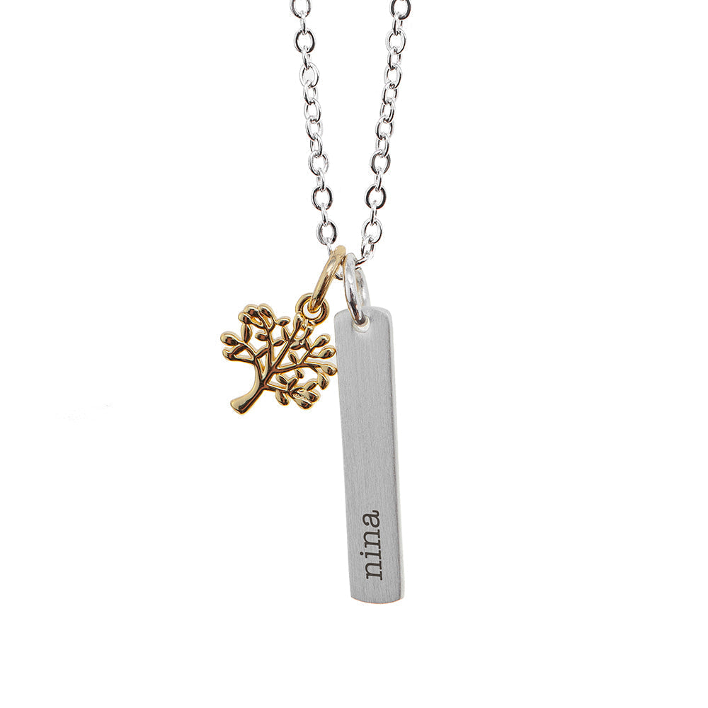 Personalised Tree of Life Vertical Bar Necklaces: 8 - Necklaces By Gift Moments