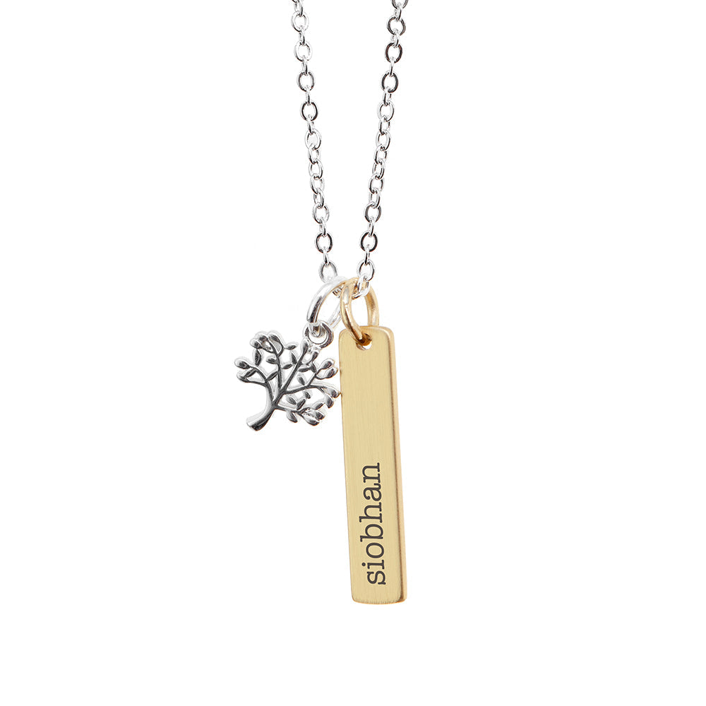 Personalised Tree of Life Vertical Bar Necklaces: 7 - Necklaces By Gift Moments