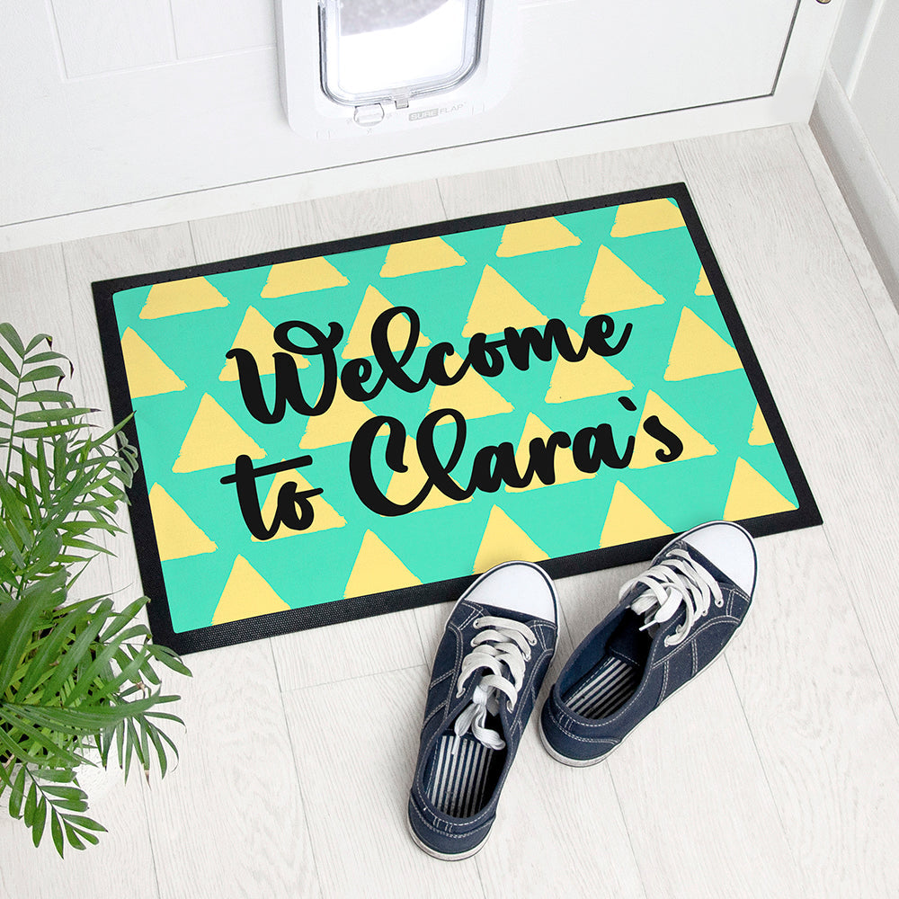 Personalised Triangle Pattern Doormat: 1 - Doormats By Gift Moments