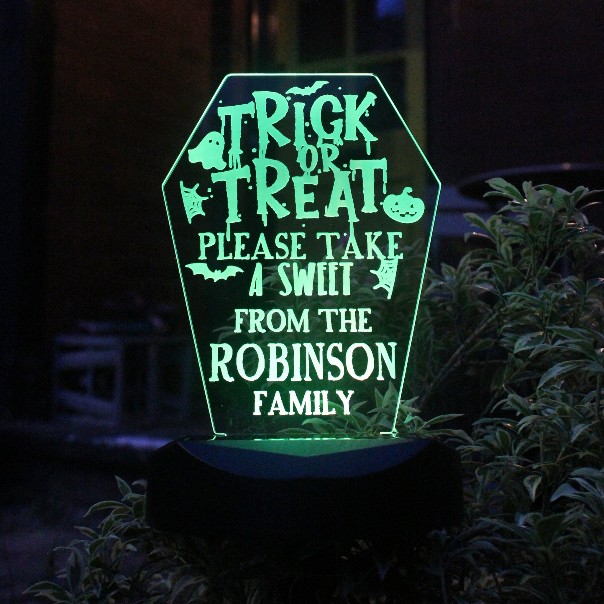 Personalised Trick or Treat Halloween Solar Light: 8 - Solar Lights By Gift Moments