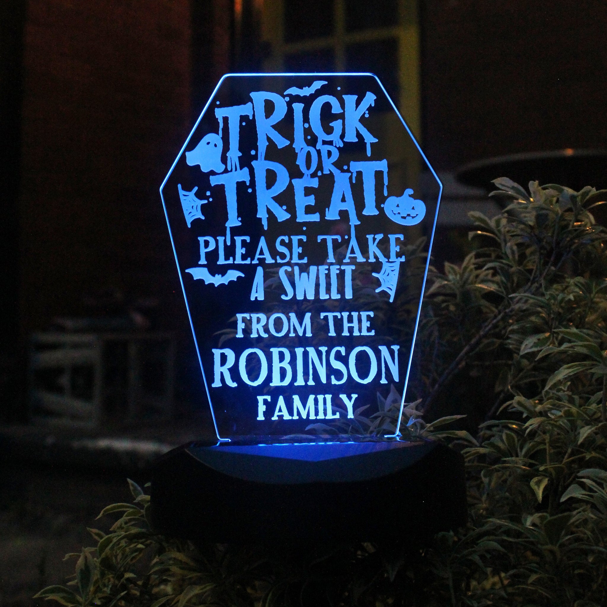Personalised Trick or Treat Halloween Solar Light: 6 - Solar Lights By Gift Moments