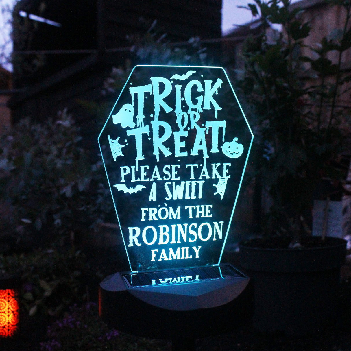 Personalised Trick or Treat Halloween Solar Light: 3 - Solar Lights By Gift Moments