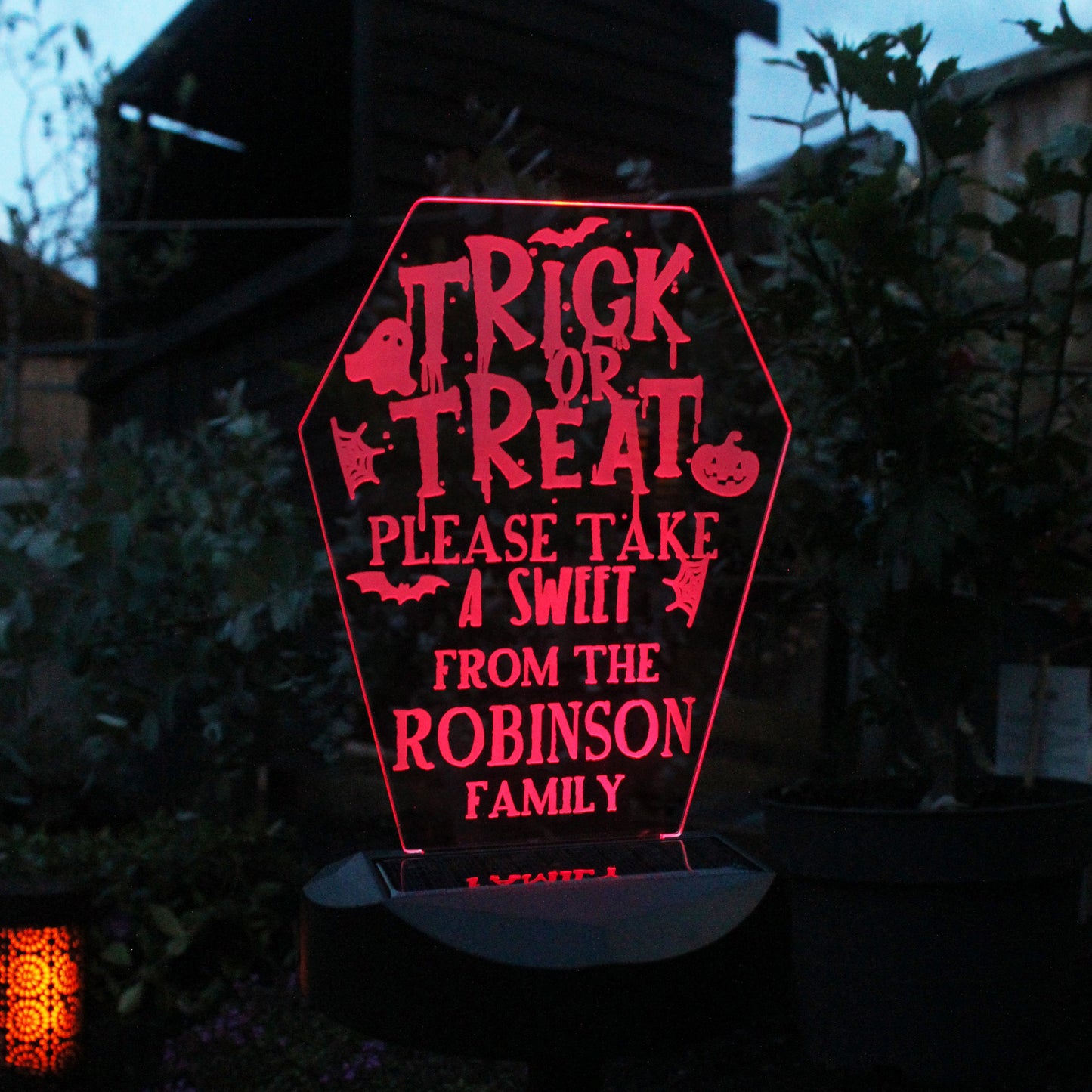 Personalised Trick or Treat Halloween Solar Light: 1 - Solar Lights By Gift Moments