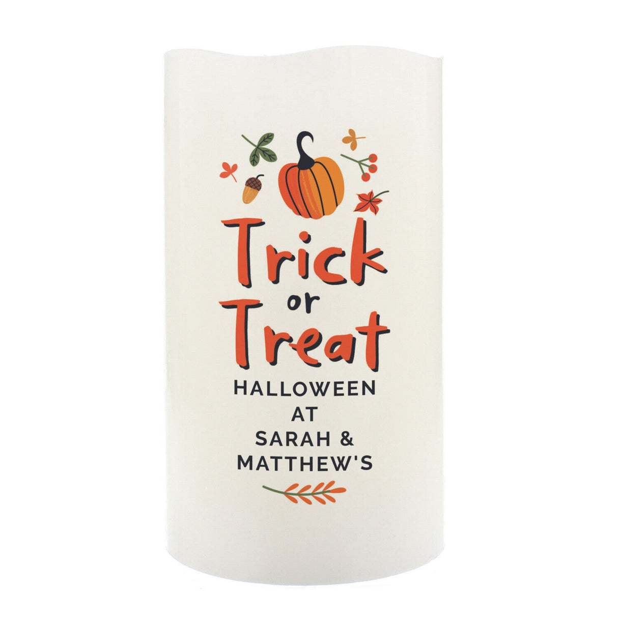 Personalised Trick or Treat LED Candle: 5 - LED Lighting By Gift Moments