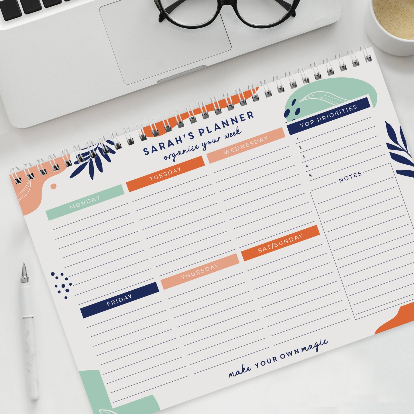 Personalised Tropical A4 Desk Planner: 2 - Calendars & Planners By Gift Moments