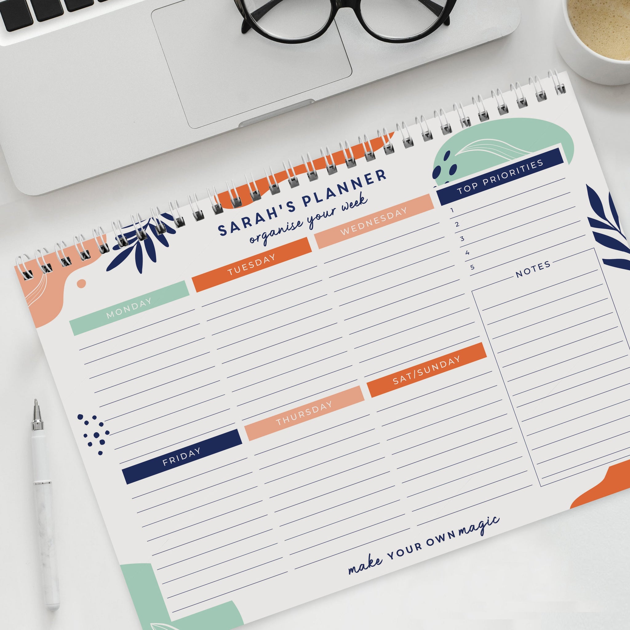 Personalised Tropical A4 Desk Planner: 2 - Calendars & Planners By Gift Moments