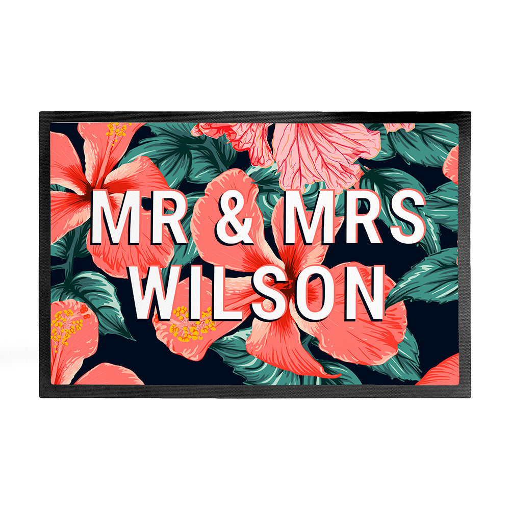 Personalised Tropical Flower Doormat: 4 - Doormats By Gift Moments