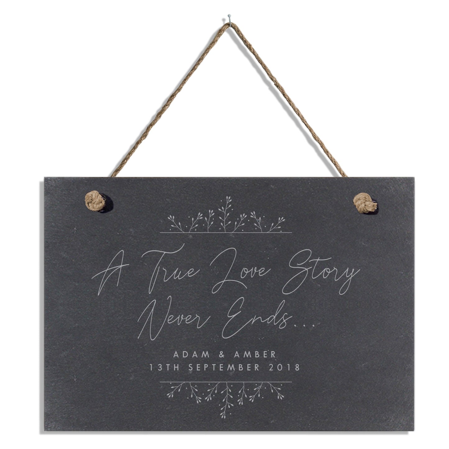 Personalised True Love Story Hanging Large Slate Sign: 5 - Signs & Plaques By Gift Moments