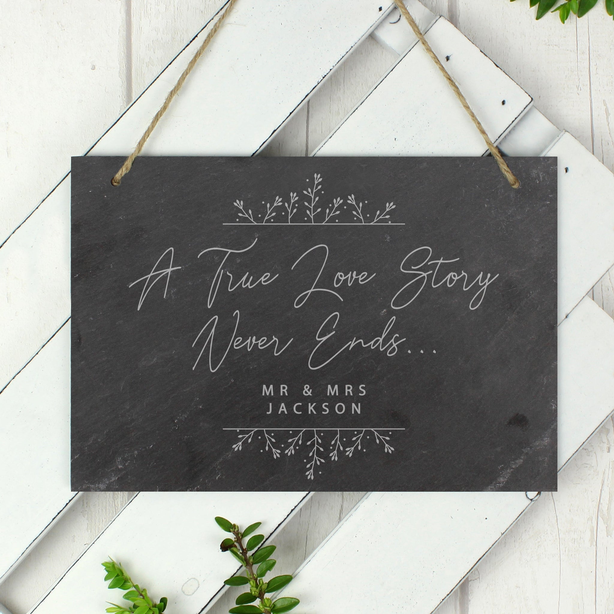 Personalised True Love Story Hanging Large Slate Sign: 3 - Signs & Plaques By Gift Moments