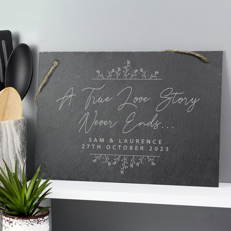 Personalised True Love Story Hanging Large Slate Sign: 4 - Signs & Plaques By Gift Moments