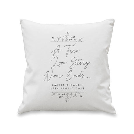 Personalised True Love Story White Cushion: 3 - Cushions By Gift Moments
