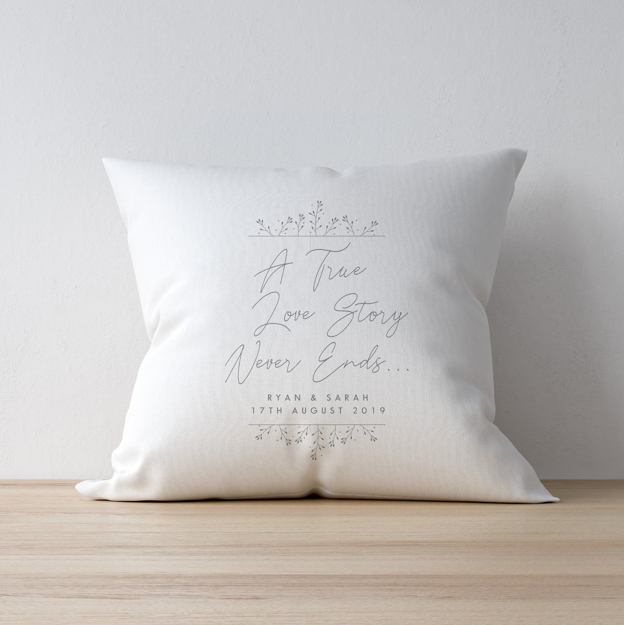 Personalised True Love Story White Cushion: 2 - Cushions By Gift Moments