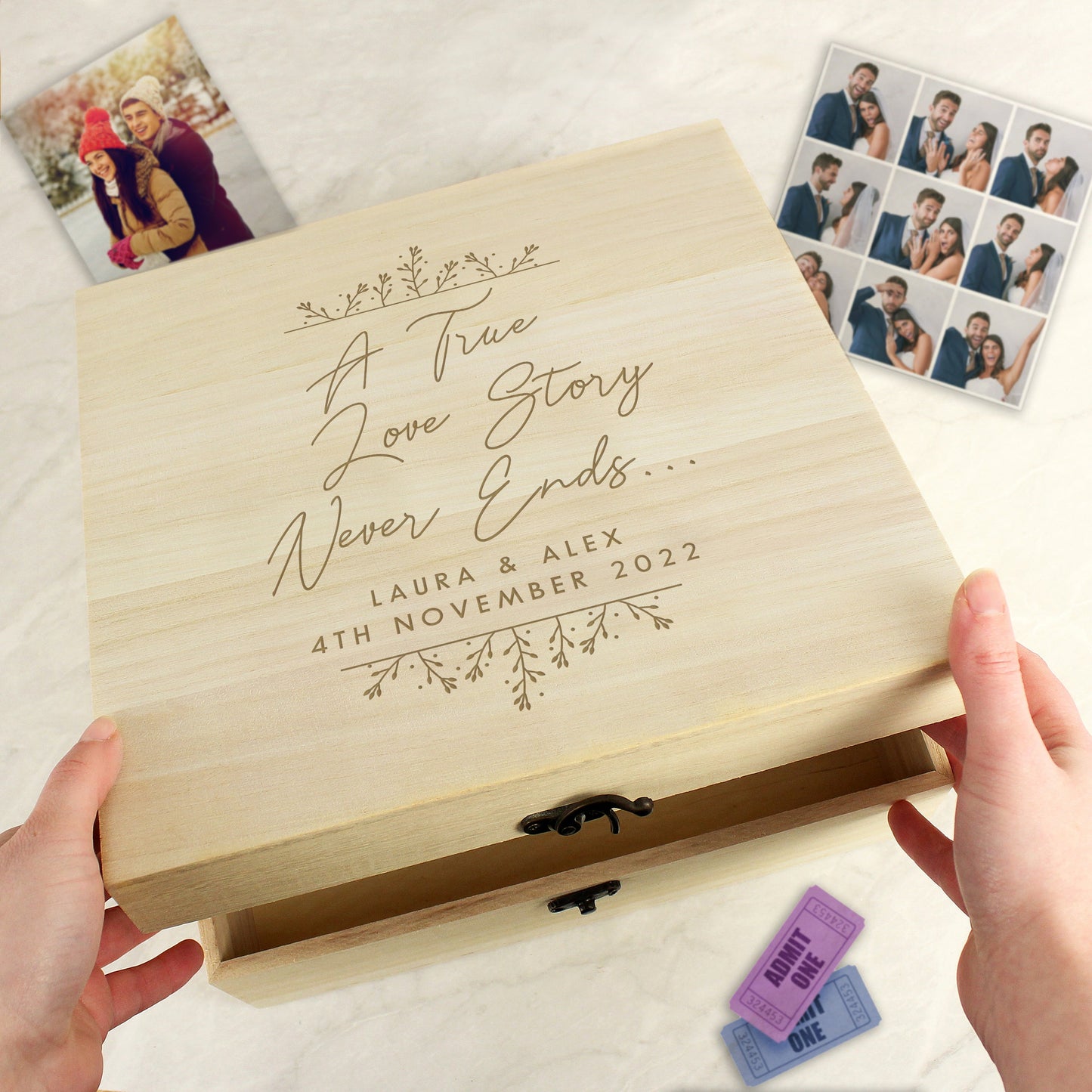 Personalised True Love Story Wooden Keepsake Box: 1 - Keepsake Boxes By Gift Moments
