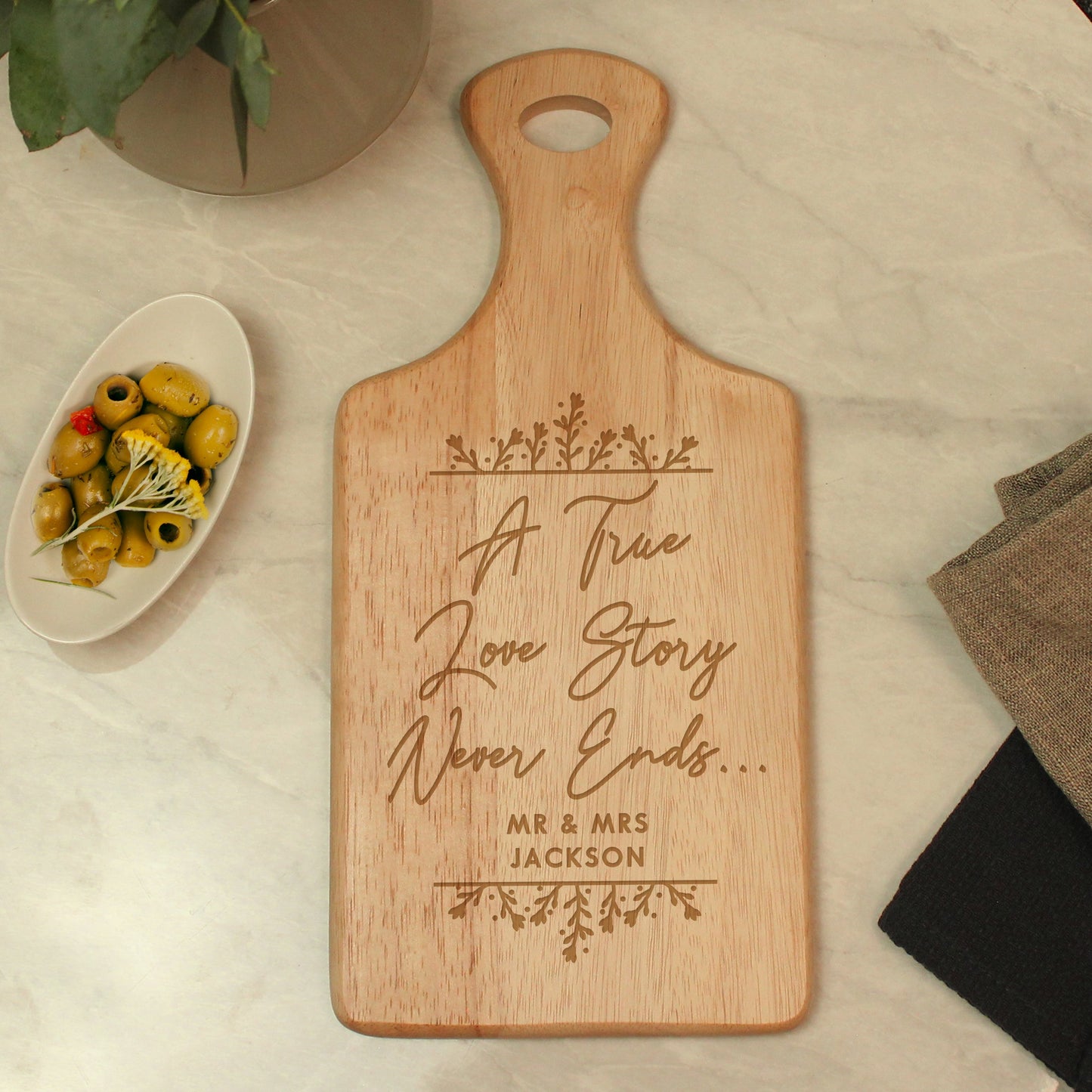Personalised True Love Story Wooden Paddle Board: 3 - Chopping Boards By Gift Moments