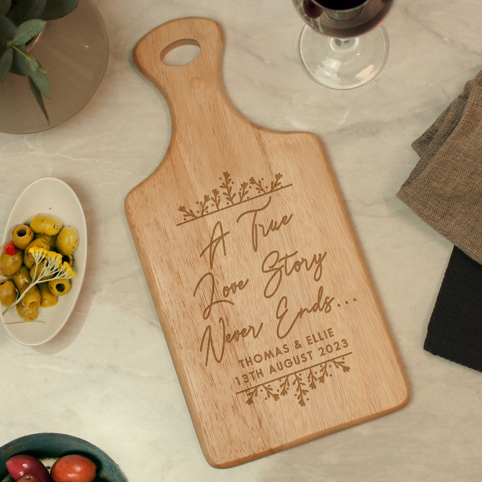 Personalised True Love Story Wooden Paddle Board: 1 - Chopping Boards By Gift Moments