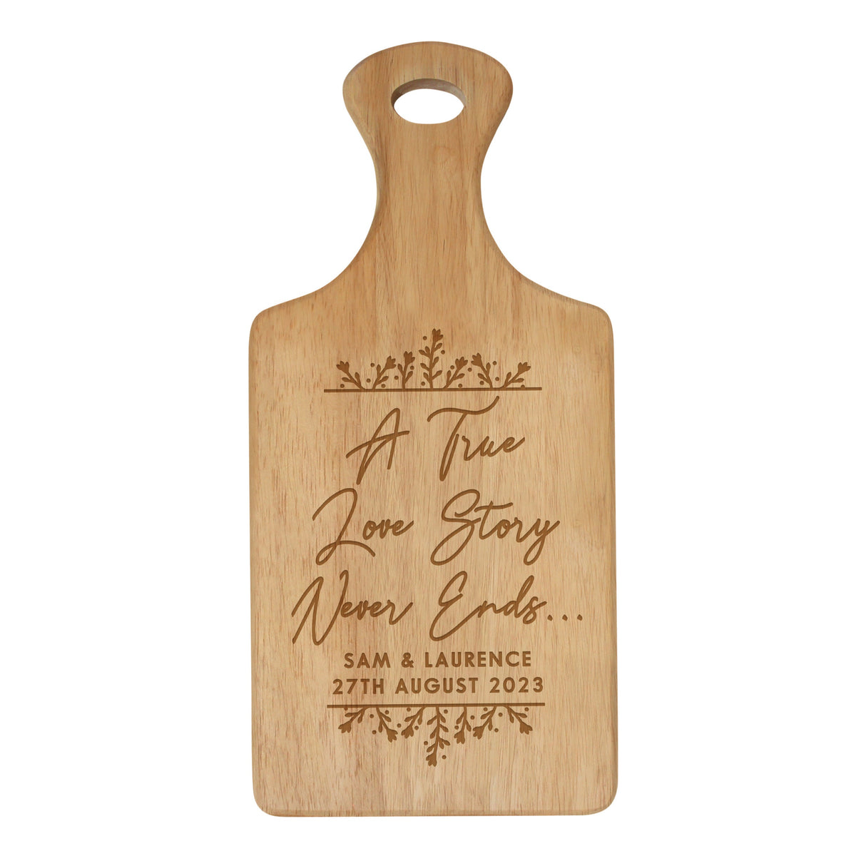 Personalised True Love Story Wooden Paddle Board: 4 - Chopping Boards By Gift Moments