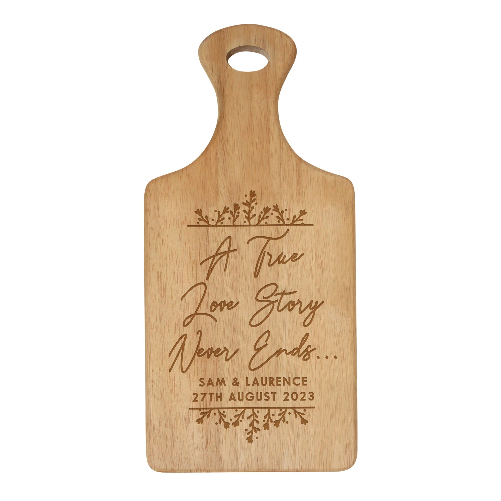 Personalised True Love Story Wooden Paddle Board: 4 - Chopping Boards By Gift Moments
