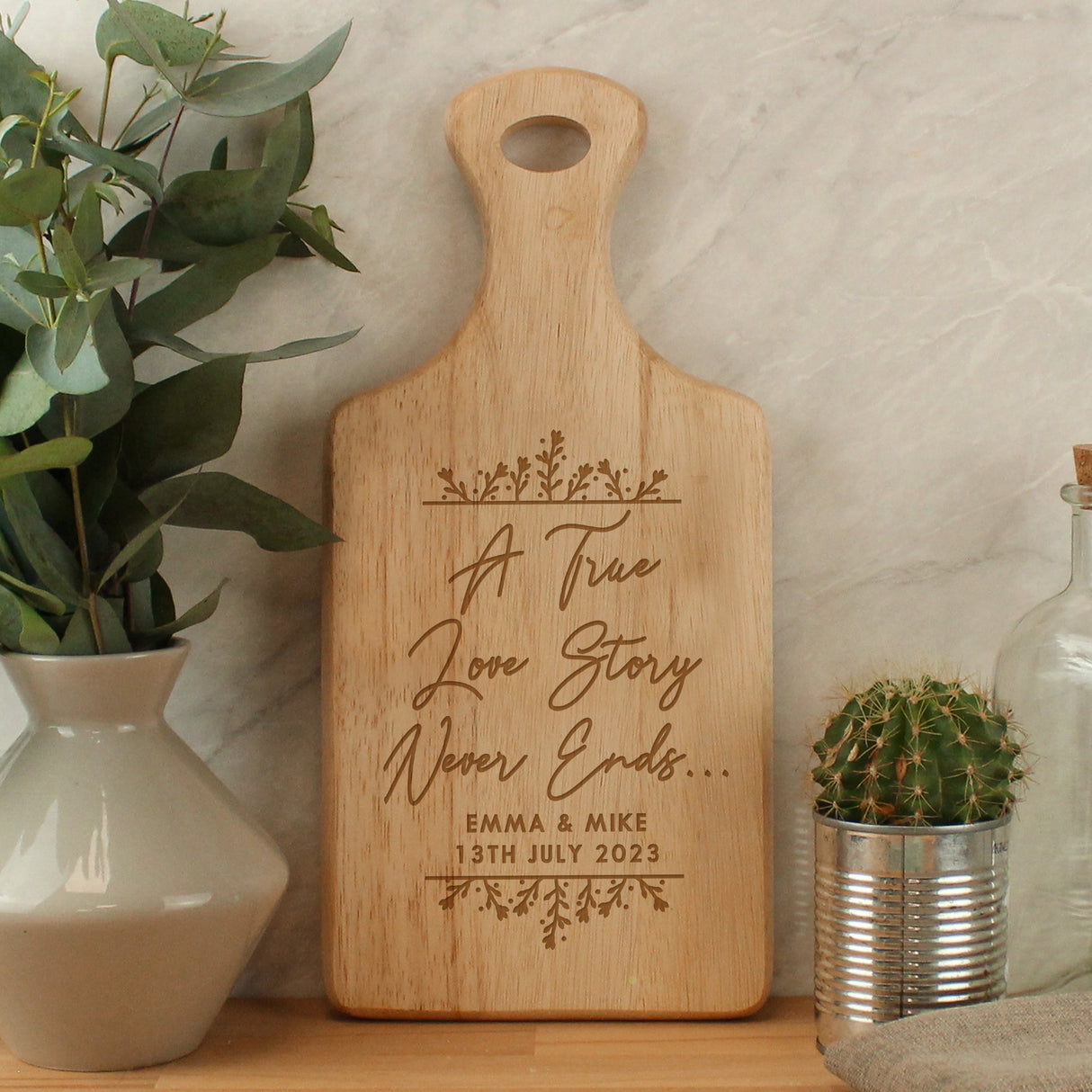 Personalised True Love Story Wooden Paddle Board: 2 - Chopping Boards By Gift Moments