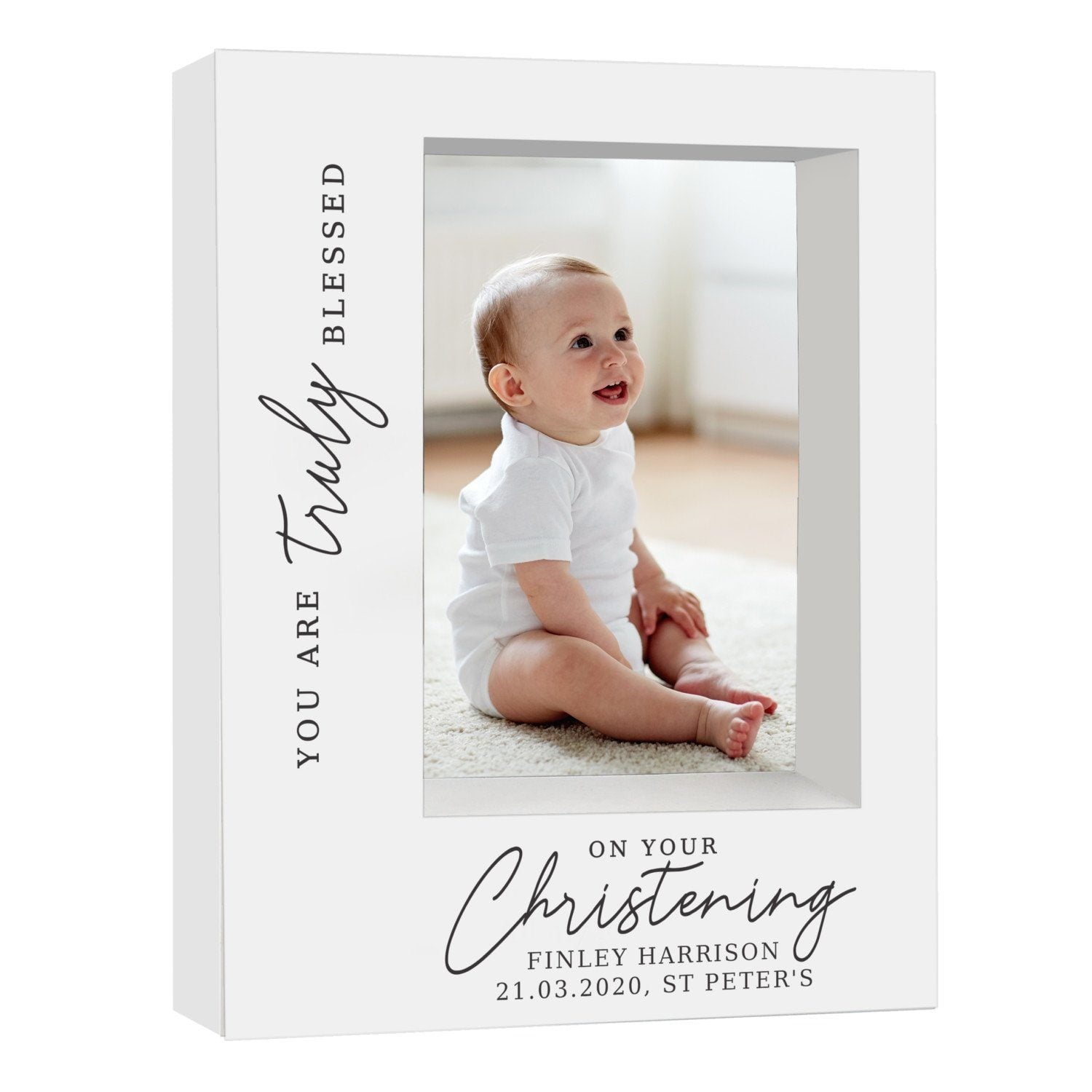 Personalised ’Truly Blessed’ Christening 5x7 Box Photo Frame - Shop Photo Frames At Gift Moments - 3