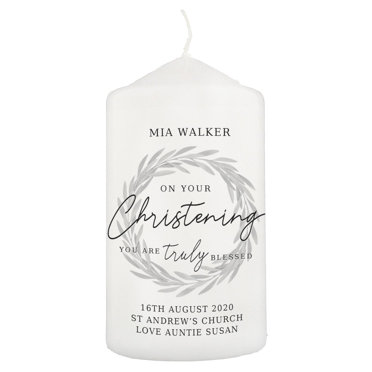 Personalised ’Truly Blessed’ Christening Pillar Candle: 3 - Candles By Gift Moments