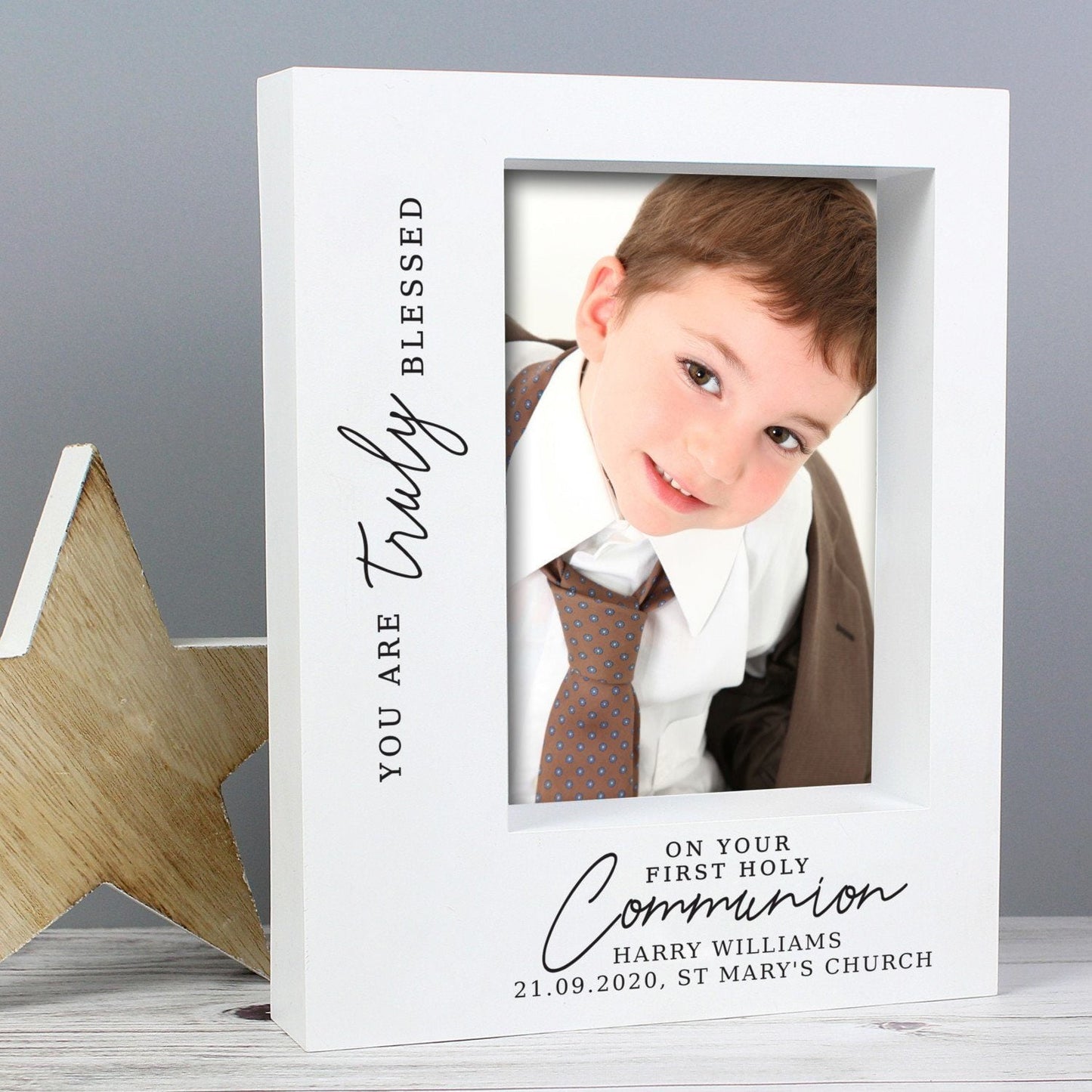 Personalised ’Truly Blessed’ First Holy Communion 5x7 Box Photo Frame: 1 - Photo Frames By Gift Moments