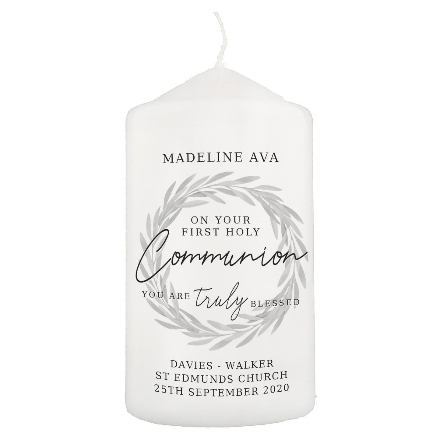 Personalised ’Truly Blessed’ First Holy Communion Pillar Candle: 3 - Candles By Gift Moments