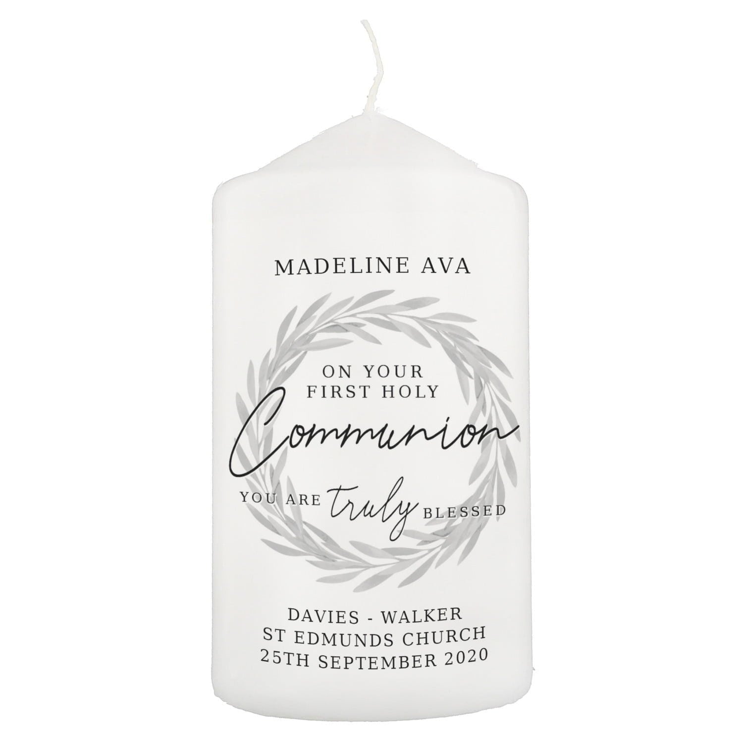 Personalised ’Truly Blessed’ First Holy Communion Pillar Candle: 3 - Candles By Gift Moments