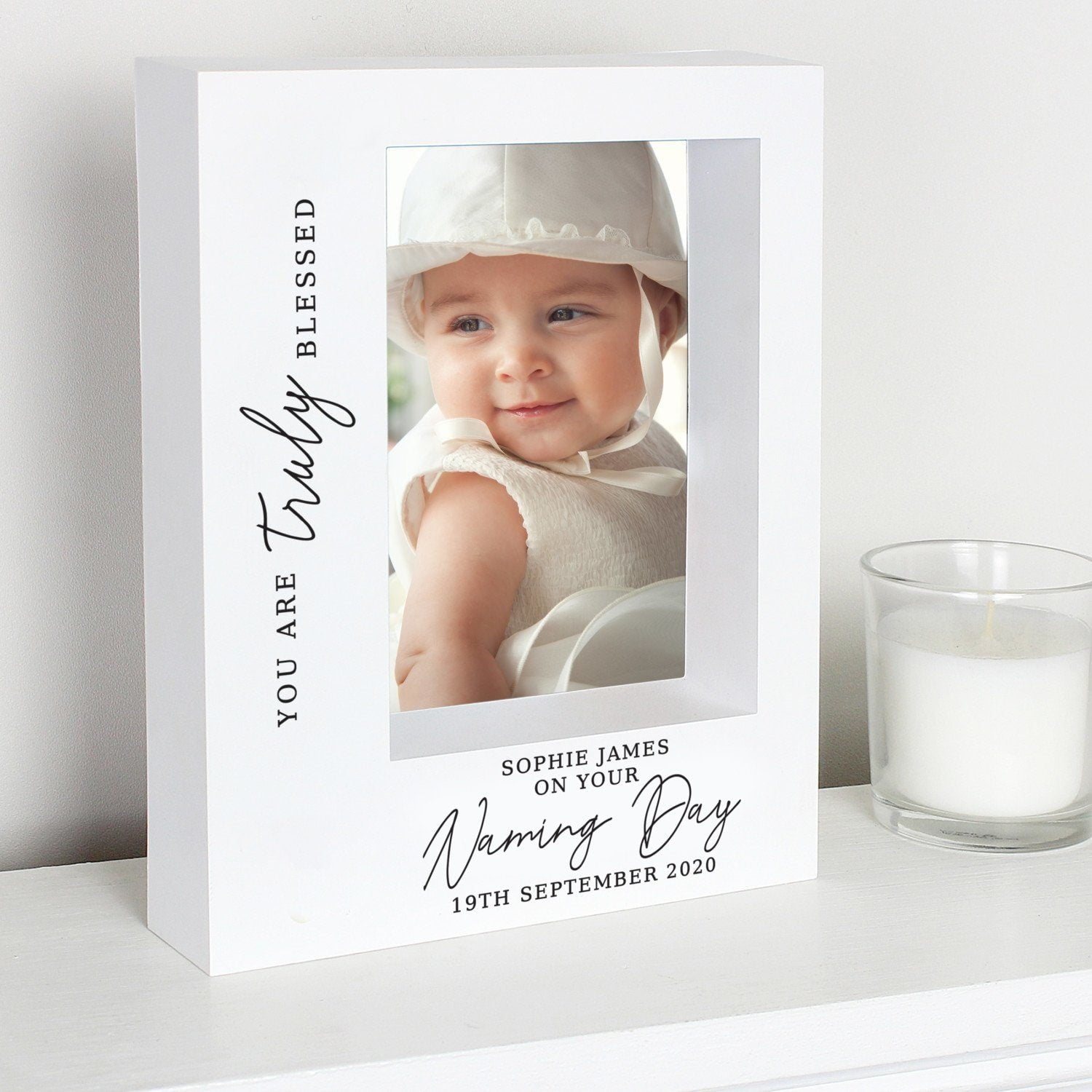 Personalised ’Truly Blessed’ Naming Day 5x7 Box Photo Frame: 2 - Photo Frames By Gift Moments