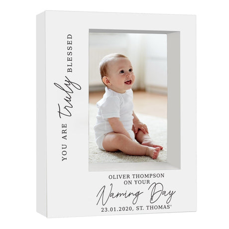 Personalised ’Truly Blessed’ Naming Day 5x7 Box Photo Frame: 3 - Photo Frames By Gift Moments