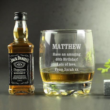 Personalised Tumbler and Whiskey Miniature Set: 1 - Alcohol Sets By Gift Moments