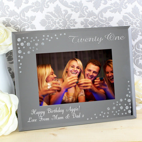 Personalised Twenty One Diamante 6x4 Glass Photo Frame: 1 - Photo Frames By Gift Moments