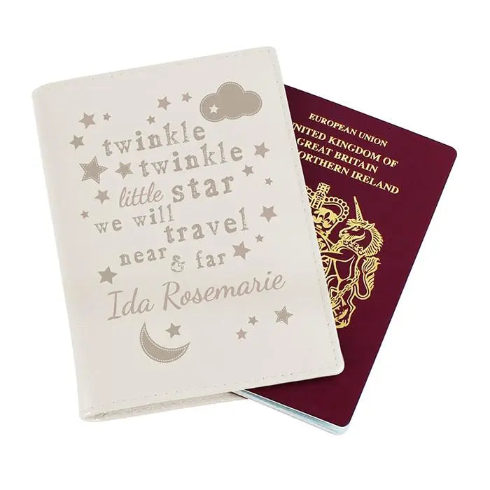 Personalised Twinkle Twinkle Cream Passport Holder: 3 - Passport Holders By Gift Moments