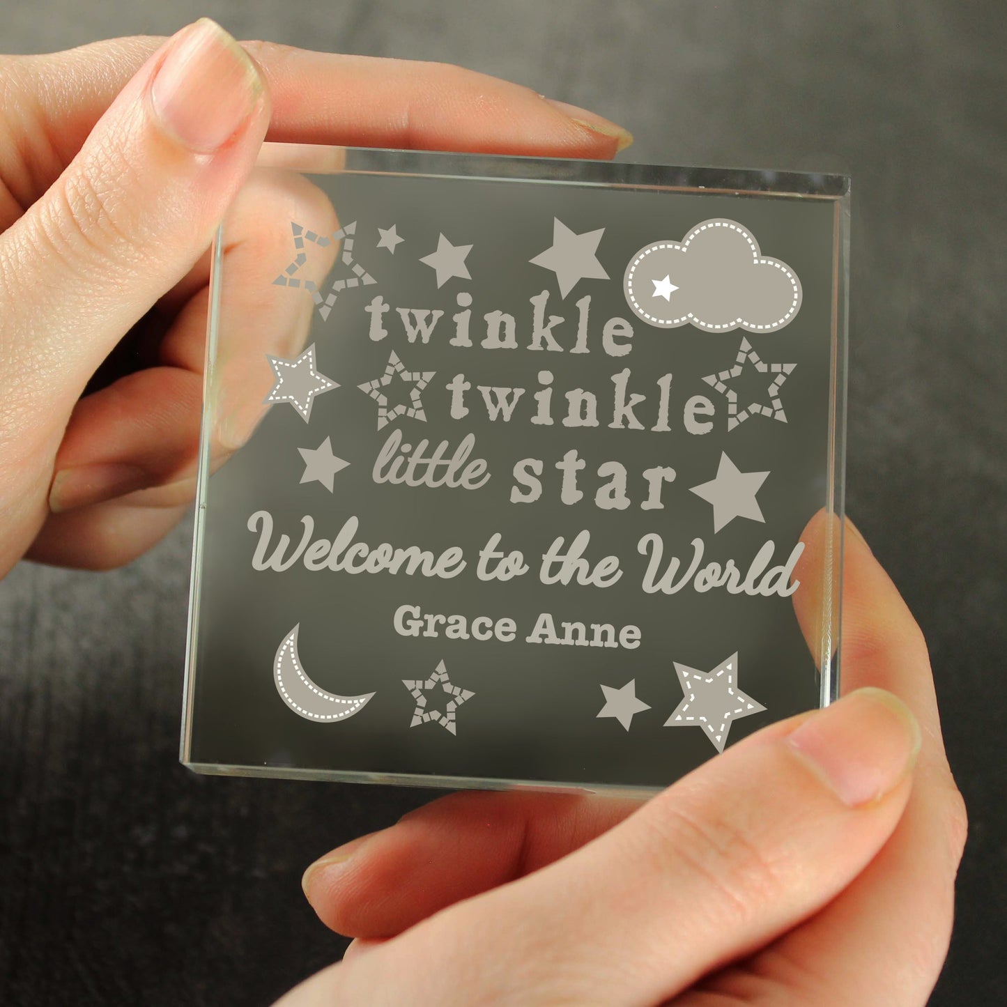 Personalised Twinkle Twinkle Crystal Token: 3 - Crystal Tokens By Gift Moments