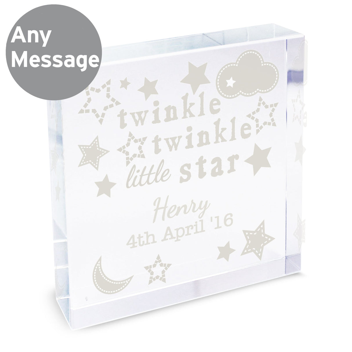 Personalised Twinkle Twinkle Crystal Token: 5 - Crystal Tokens By Gift Moments